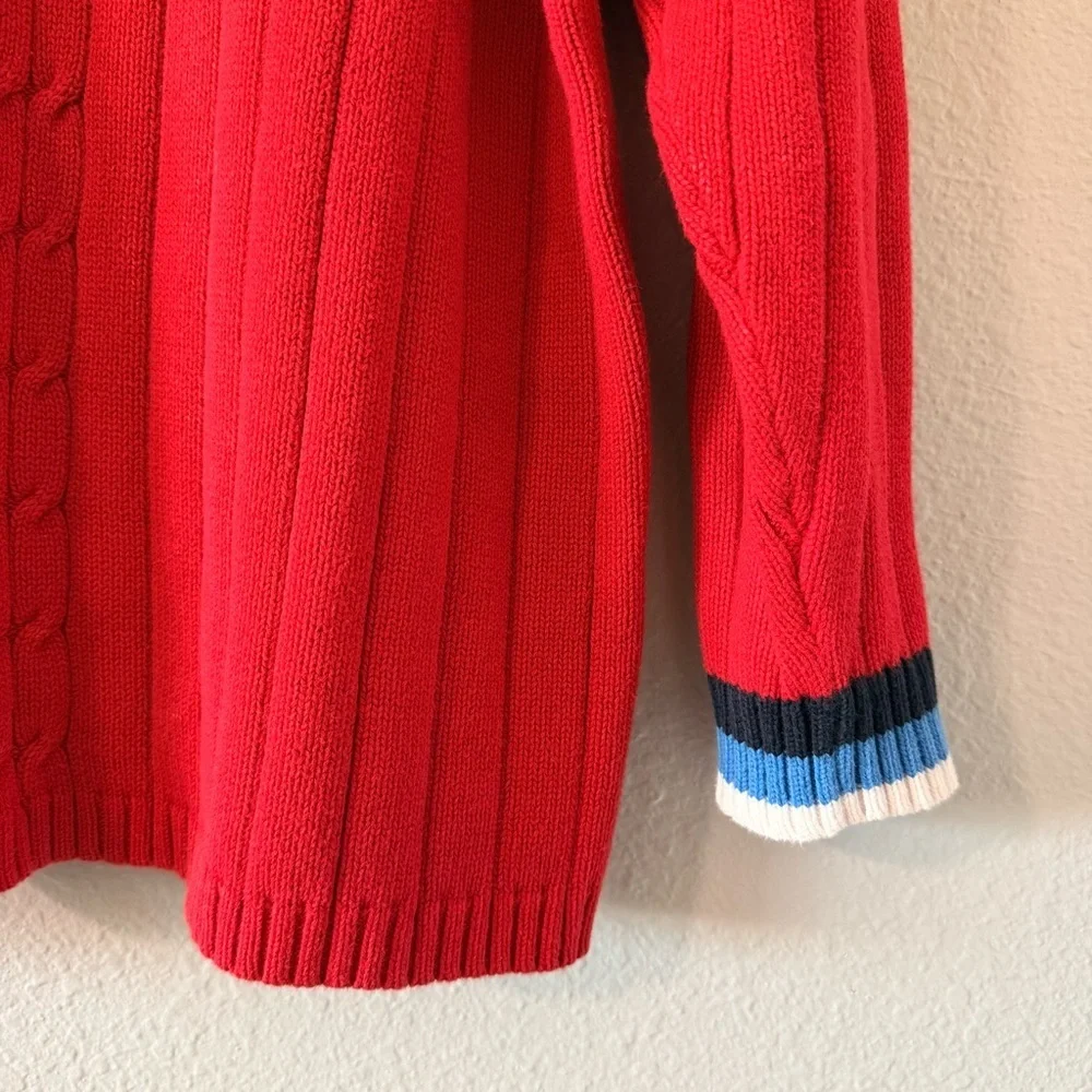 Vintage Karen Scott Sport Red Cotton Cable Knit V-Neck Sweater Women's Size 1X